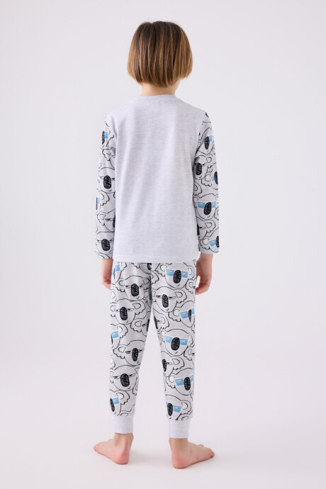 Rolypoly Erkek Çocuk Bisiklet Yaka Pigment Baskılı Kışlık Regular Fit Gri Pijama Takımı RP3446-C-V1 - 5