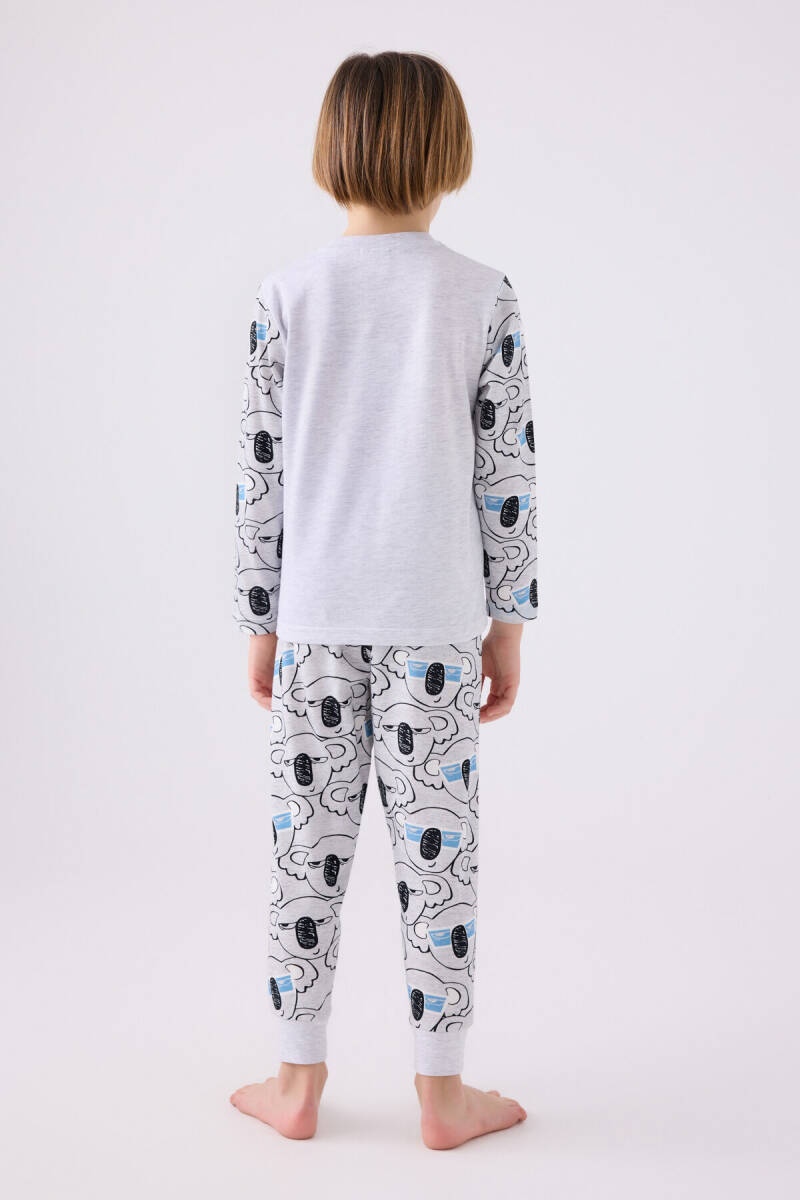 Rolypoly Erkek Çocuk Bisiklet Yaka Pigment Baskılı Kışlık Regular Fit Gri Pijama Takımı RP3446-C-V1 - 5