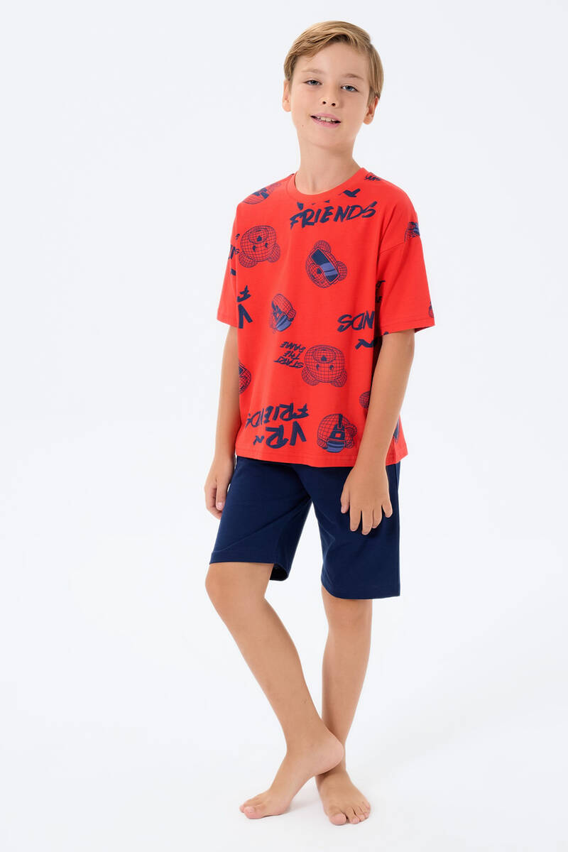 Rolypoly Erkek Çocuk Kırmızı Bermuda Takım