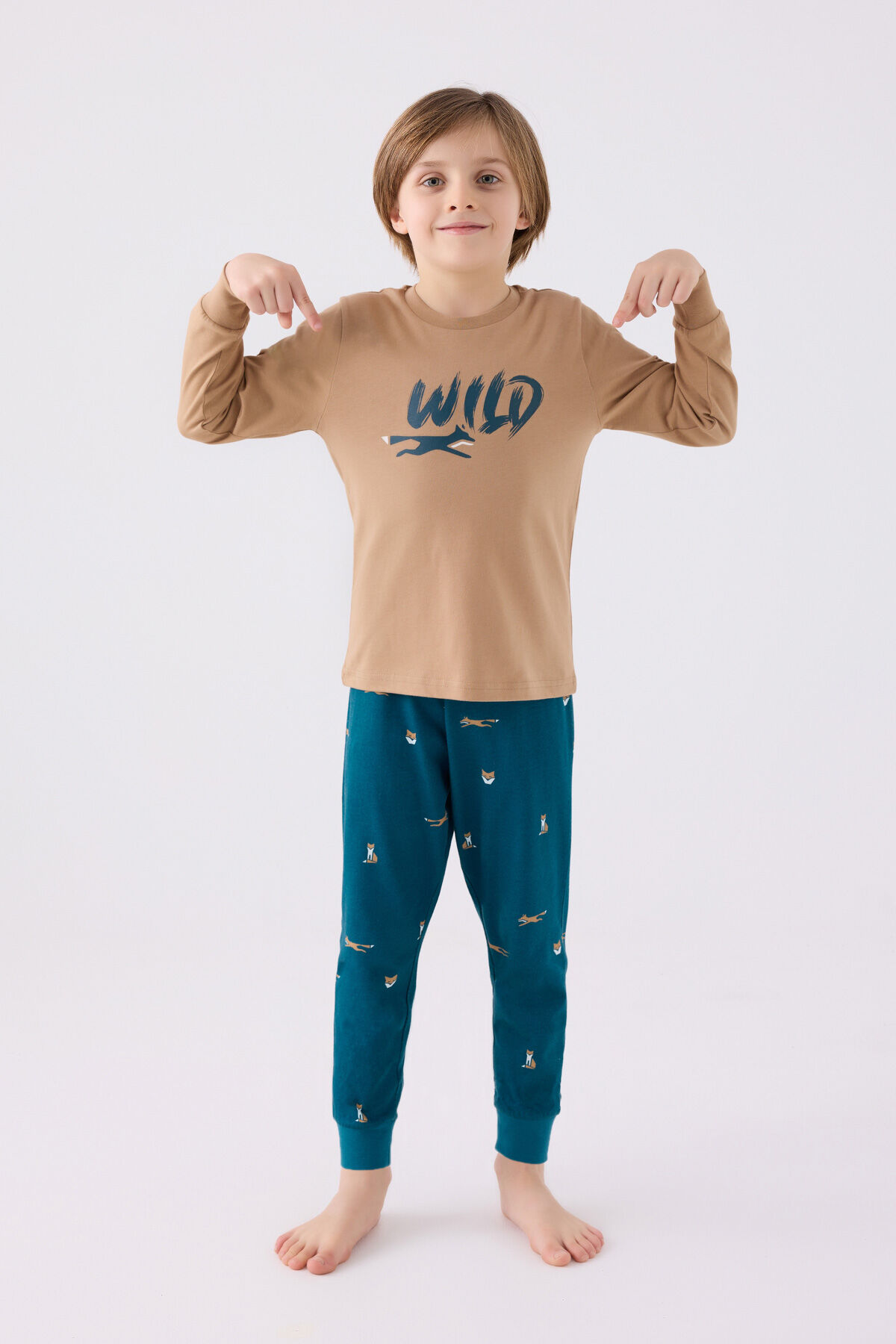 Rolypoly Erkek Çocuk Kahverengi Pijama Takımı