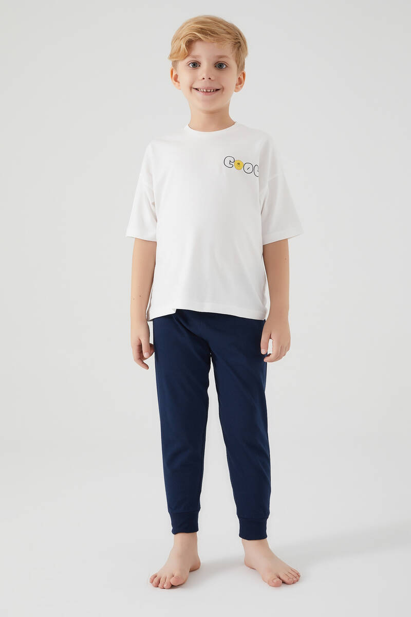 Rolypoly Erkek Çocuk Beyaz Kısa Kol Pijama Takım Rolypoly Erkek Çocuk Beyaz Kısa Kol Pijama Takım