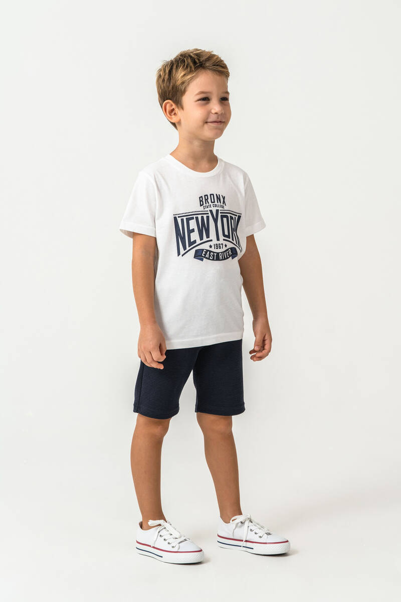 Rolypoly Erkek Çocuk Beyaz Bermuda Takım