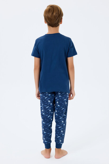 Rolypoly Erkek Çocuk Bisiklet Yaka Baskılı Yazlık Regular Fit Lacivert Pijama Takımı RP3743-C-V1 - 4