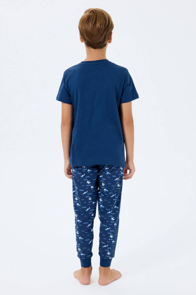 Rolypoly Erkek Çocuk Bisiklet Yaka Baskılı Yazlık Regular Fit Lacivert Pijama Takımı RP3743-C-V1 - 4