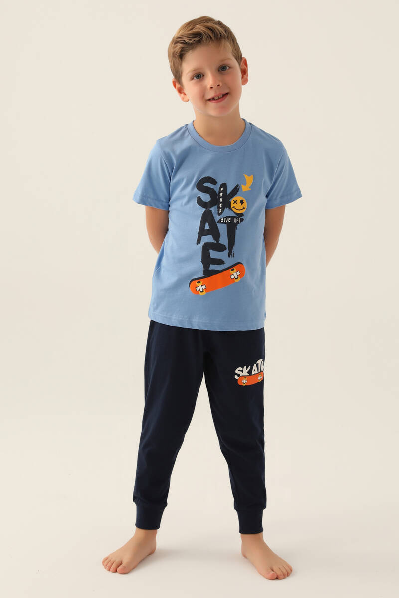 Rolypoly Erkek Çocuk Mavi Kısa Kol Pijama Takım