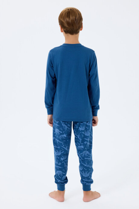 Rolypoly Erkek Çocuk Bisiklet Yaka Baskılı Yazlık Relaxed Fit Lacivert Pijama Takımı RP3740-C-V2 - 4