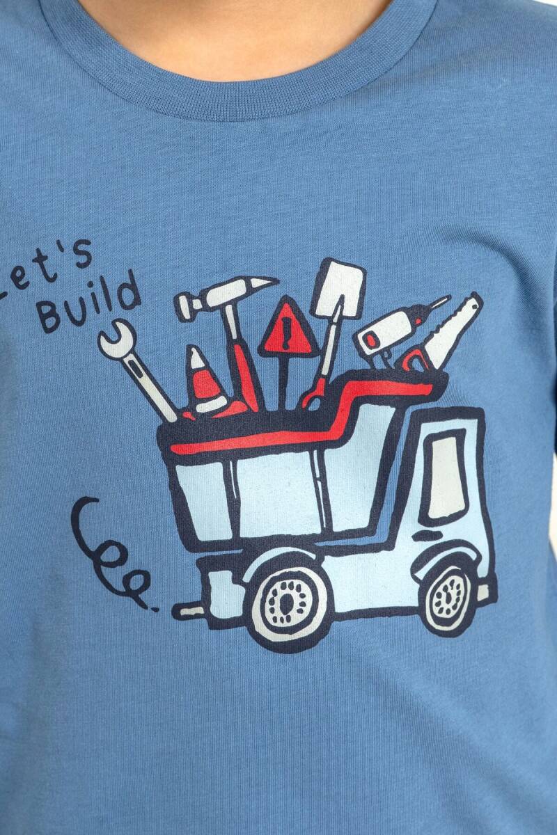 Rolypoly Erkek Çocuk %100 Pamuk Let's Build Mavi Uzun Kol Pijama Takım RP3872-C-V2 - 3