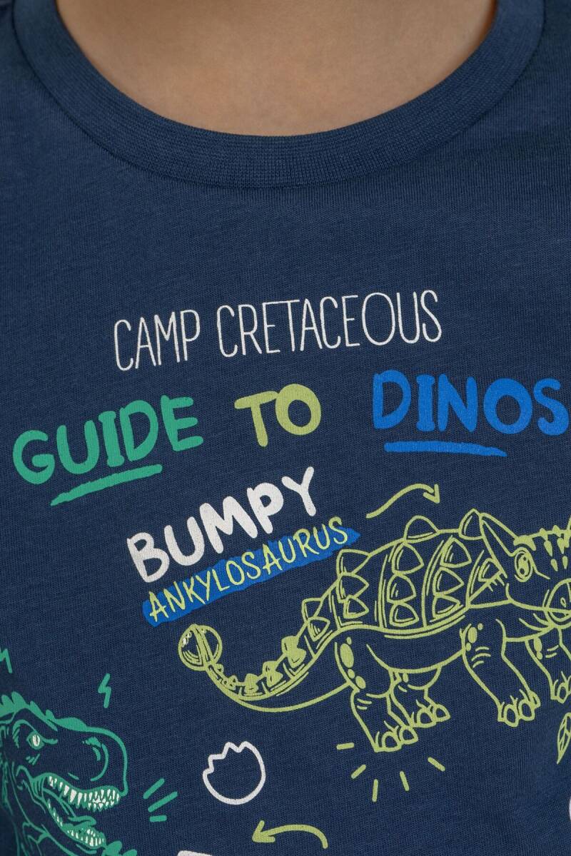 Rolypoly Erkek Çocuk %100 Pamuk Mavi Guide To Dinos Uzun Kol Pijama Takım RP3861-C-V1 - 3