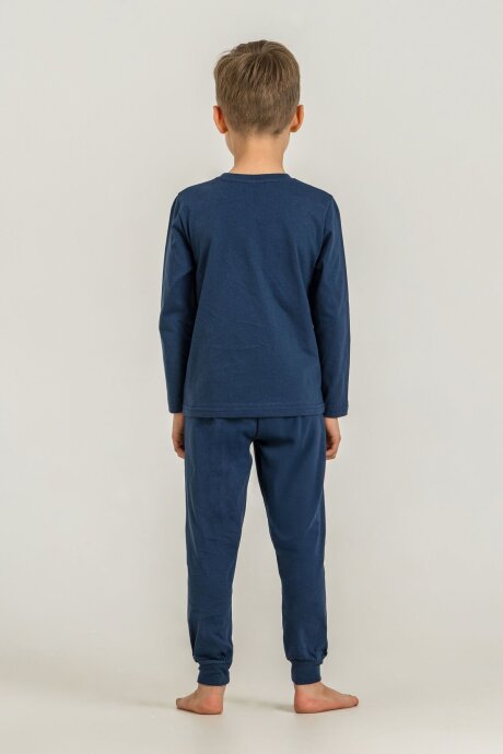 Rolypoly Erkek Çocuk %100 Pamuk Mavi Guide To Dinos Uzun Kol Pijama Takım RP3861-C-V1 - 4