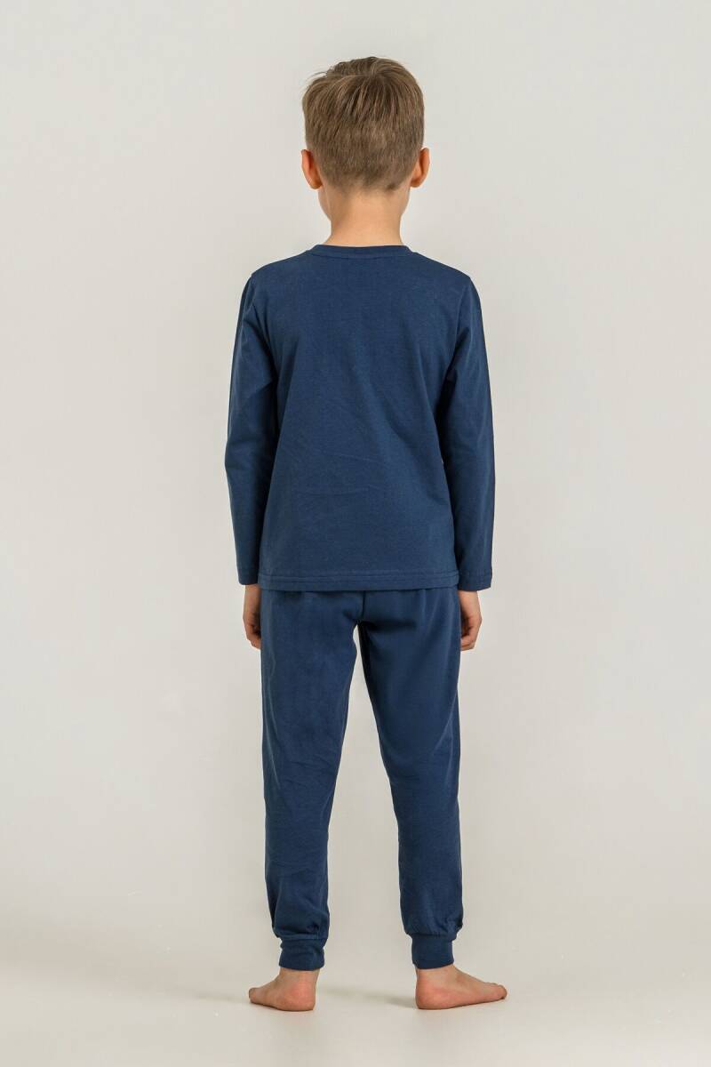 Rolypoly Erkek Çocuk %100 Pamuk Mavi Guide To Dinos Uzun Kol Pijama Takım RP3861-C-V1 - 4