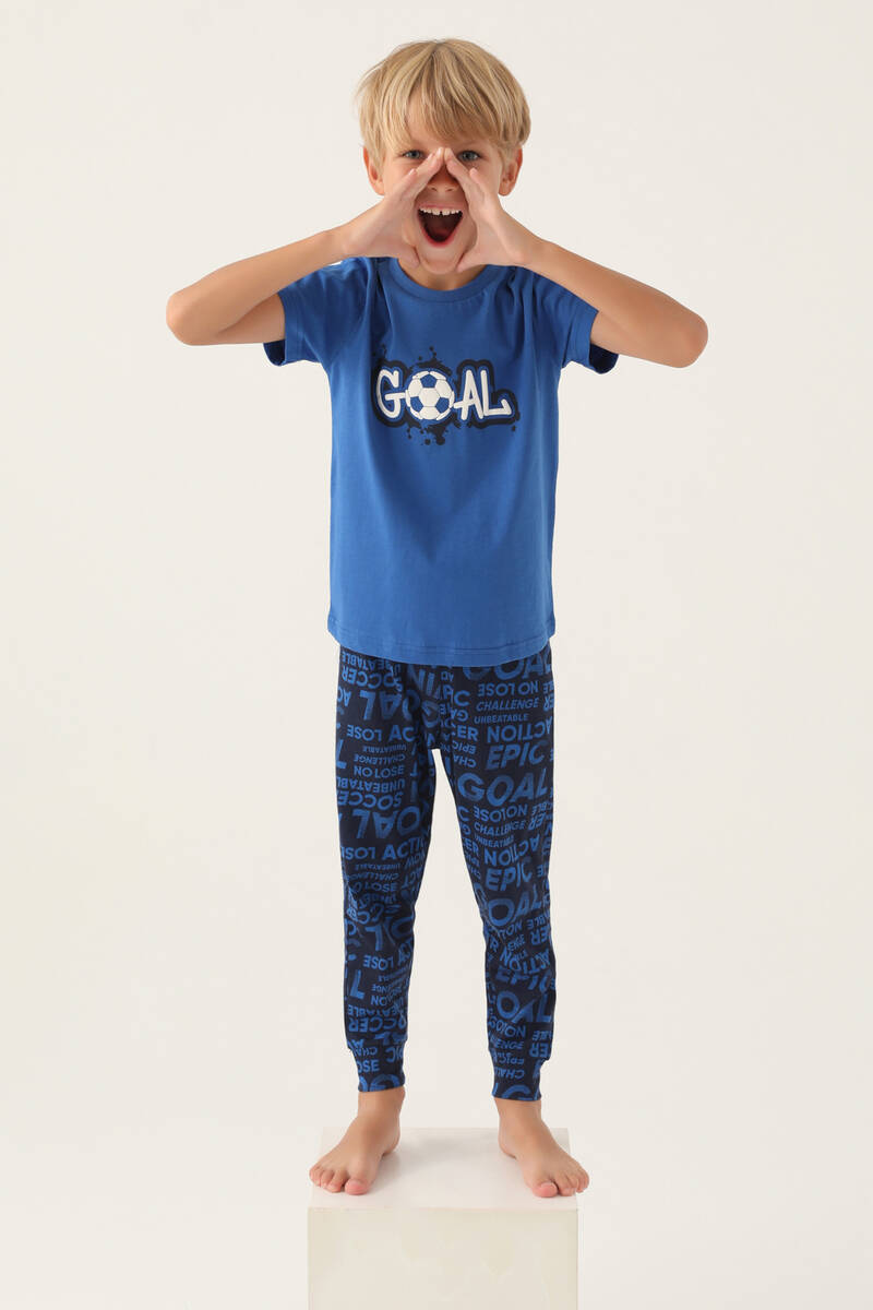 Rolypoly Erkek Çocuk Mavi Kısa Kol Pijama Takım