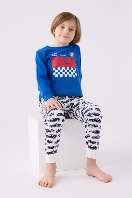 Rolypoly Erkek Çocuk Bisiklet Yaka Pigment Baskılı Kışlık Regular Fit Mavi Pijama Takımı RP3439-C-V1 - 3