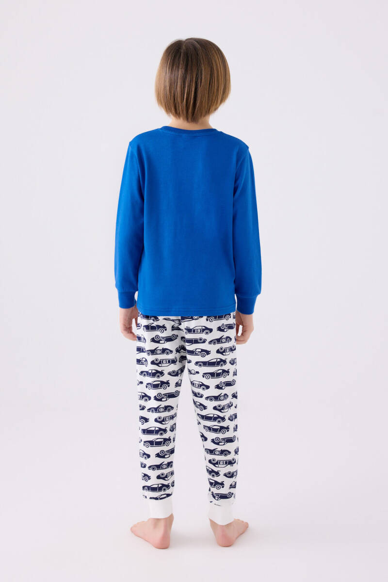 Rolypoly Erkek Çocuk Bisiklet Yaka Pigment Baskılı Kışlık Regular Fit Mavi Pijama Takımı RP3439-C-V1 - 5