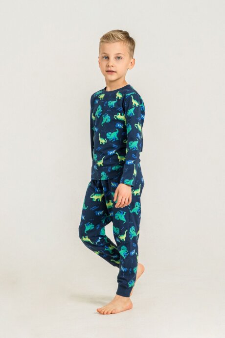 Rolypoly Erkek Çocuk %100 Pamuk Nap Is Over Mavi Uzun Kol Pijama Takım RP3887-C-V1 - 5