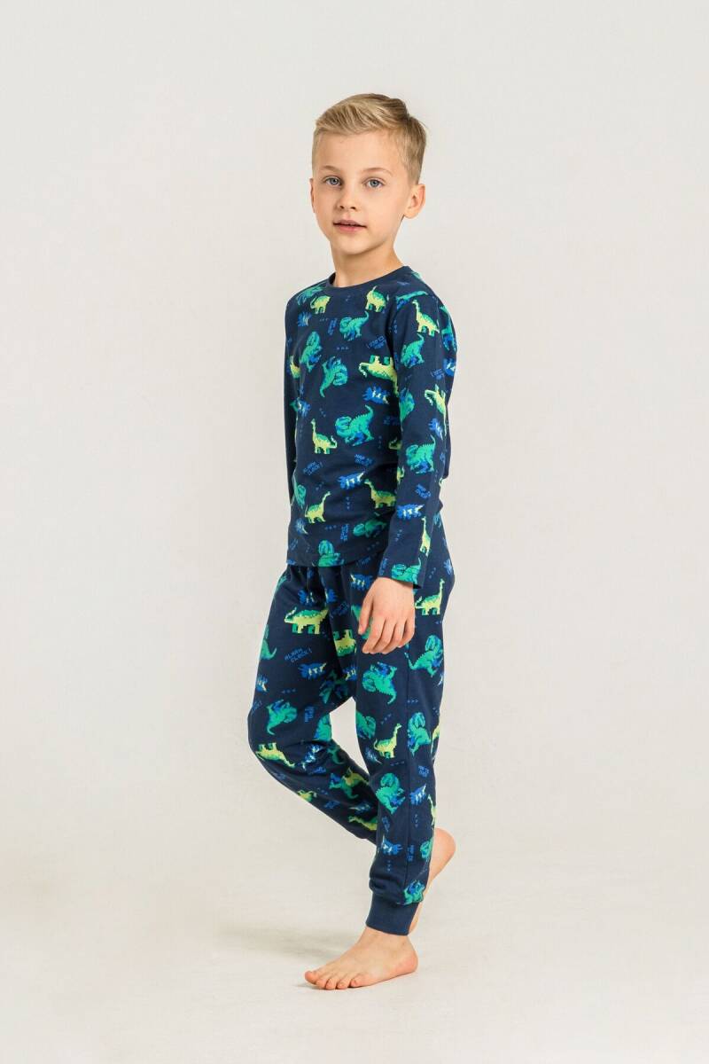Rolypoly Erkek Çocuk %100 Pamuk Nap Is Over Mavi Uzun Kol Pijama Takım RP3887-C-V1 - 5