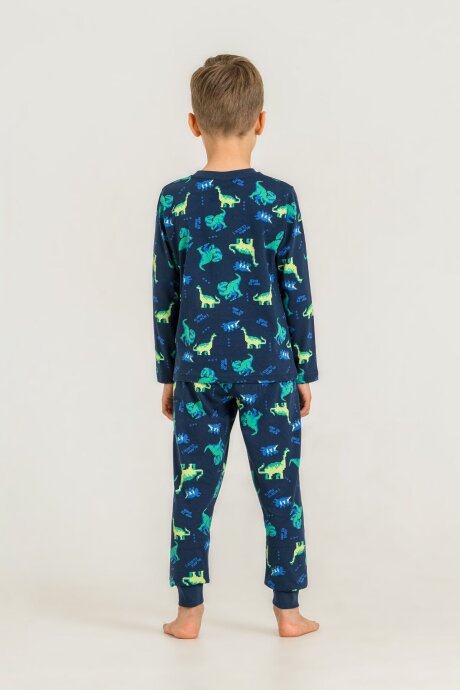 Rolypoly Erkek Çocuk %100 Pamuk Nap Is Over Mavi Uzun Kol Pijama Takım RP3887-C-V1 - 4