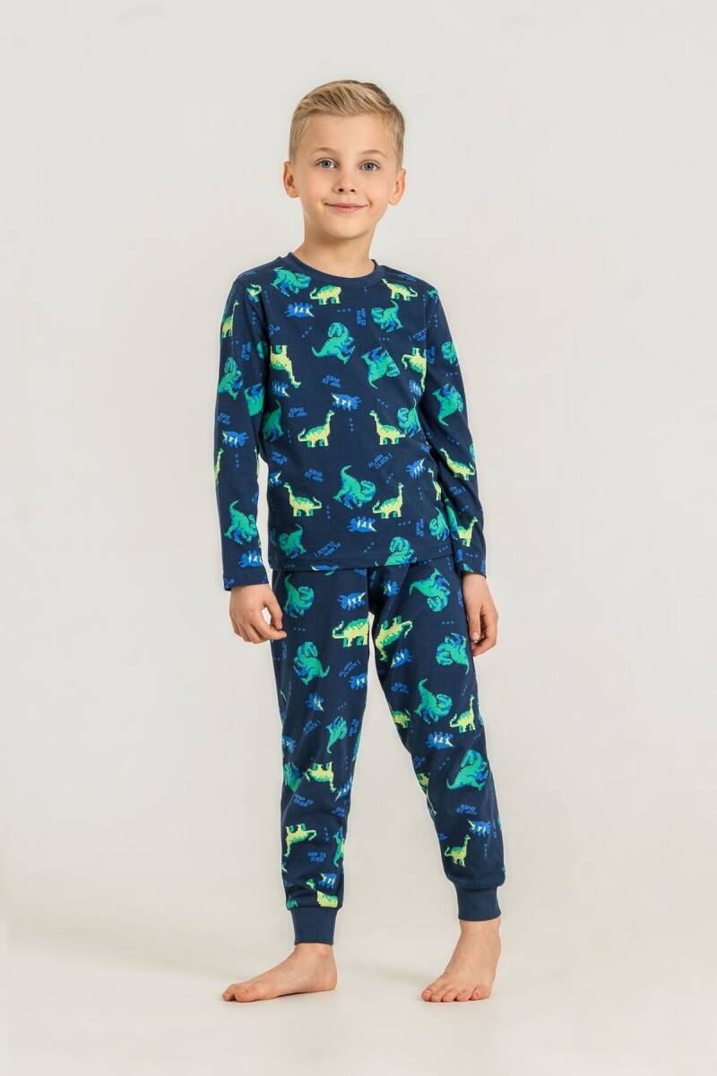 Rolypoly Erkek Çocuk %100 Pamuk Nap Is Over Mavi Uzun Kol Pijama Takım RP3887-C-V1 - 1