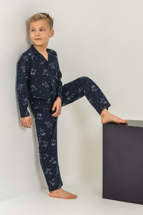 Rolypoly Erkek Çocuk Polar Bear Lacivert Gömlek Pijama Takımı RP3865-C-V1 (1)