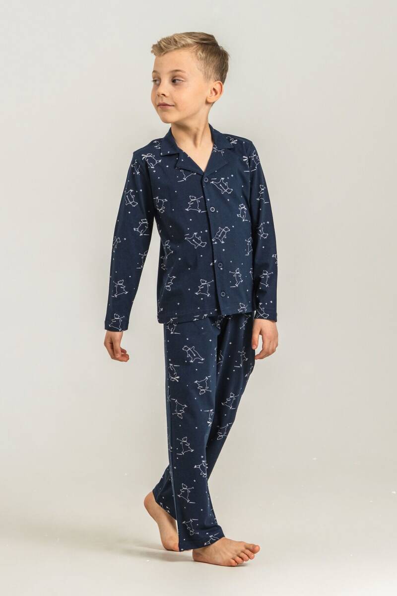 Rolypoly Erkek Çocuk %100 Pamuk Polar Bear Lacivert Gömlek Pijama Takımı RP3865-C-V1 - 1