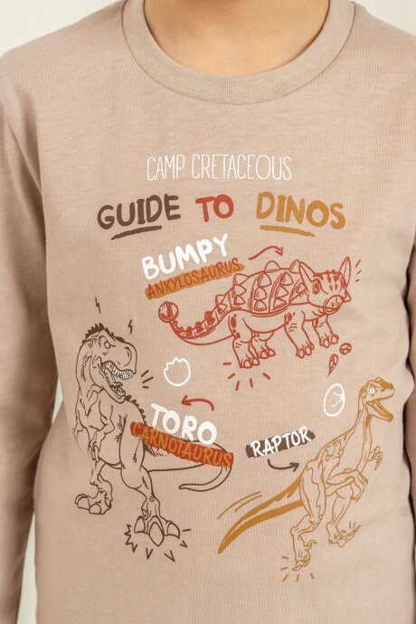 Rolypoly Erkek Çocuk %100 Pamuk Sarı Guide To Dinos Uzun Kol Pijama Takım RP3861-C-V2 - 3