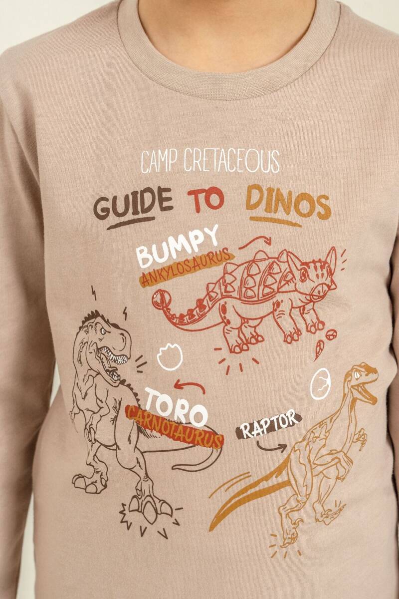 Rolypoly Erkek Çocuk %100 Pamuk Sarı Guide To Dinos Uzun Kol Pijama Takım RP3861-C-V2 - 3