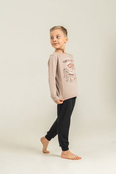 Rolypoly Erkek Çocuk Sarı Guide To Dinos Uzun Kol Pijama Takım RP3861-C-V2