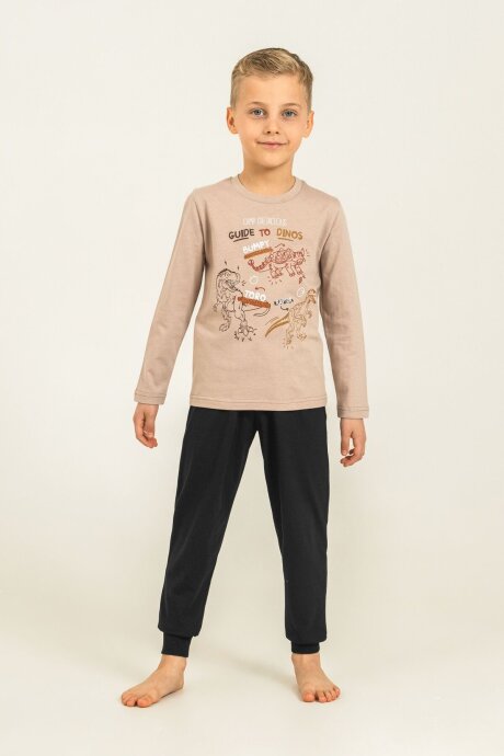 Rolypoly Erkek Çocuk Sarı Guide To Dinos Uzun Kol Pijama Takım RP3861-C-V2 (1)