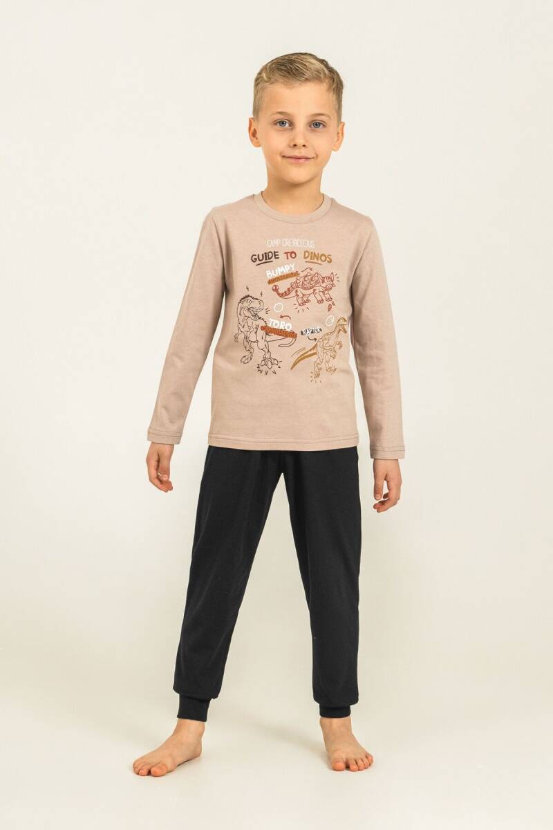 Rolypoly Erkek Çocuk %100 Pamuk Sarı Guide To Dinos Uzun Kol Pijama Takım RP3861-C-V2 - 2