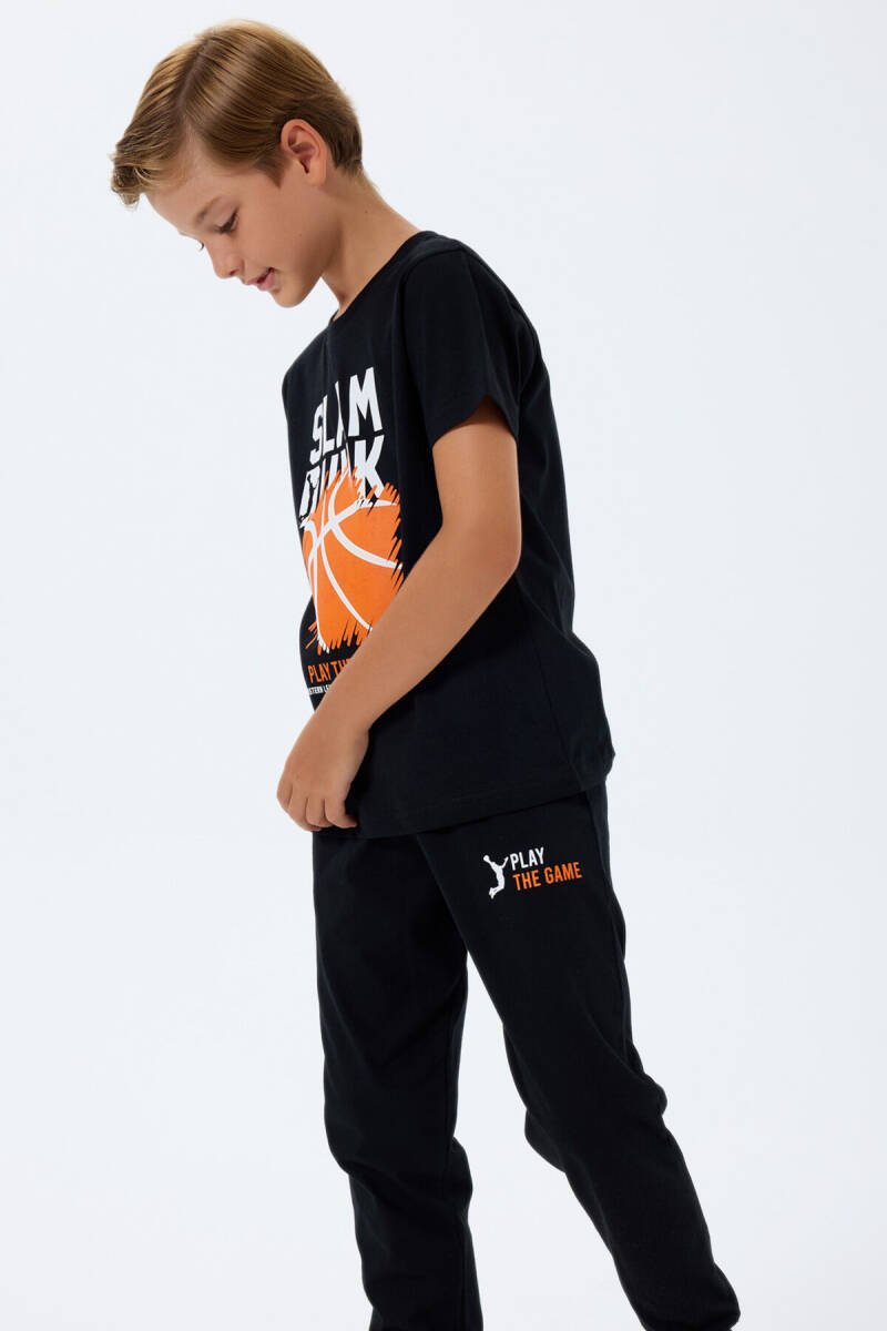 Rolypoly Erkek Çocuk Bisiklet Yaka Baskılı Yazlık Regular Fit Siyah Pijama Takımı RP3762-C-V2 - 3