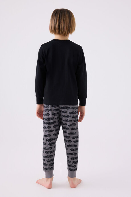 Rolypoly Erkek Çocuk Bisiklet Yaka Pigment Baskılı Kışlık Regular Fit Siyah Pijama Takımı RP3439-C-V2 - 5