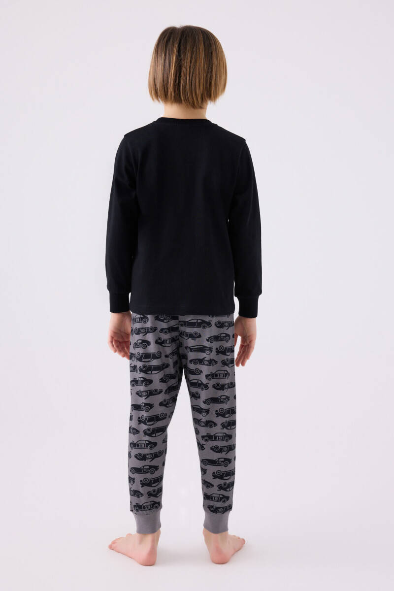 Rolypoly Erkek Çocuk Bisiklet Yaka Pigment Baskılı Kışlık Regular Fit Siyah Pijama Takımı RP3439-C-V2 - 5