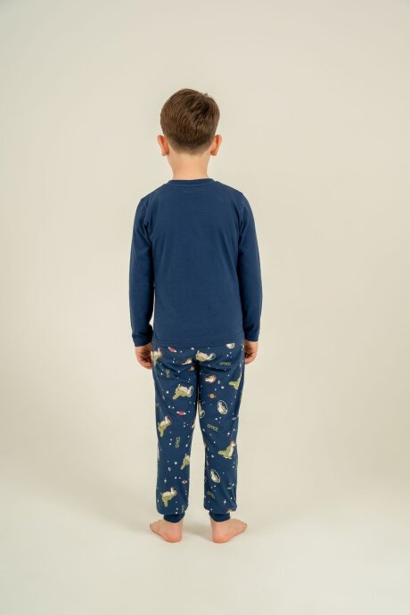 Rolypoly Erkek Çocuk %100 Pamuk Space Explorer Lacivert Uzun Kol Pijama Takım RP3862-C-V1 - 4