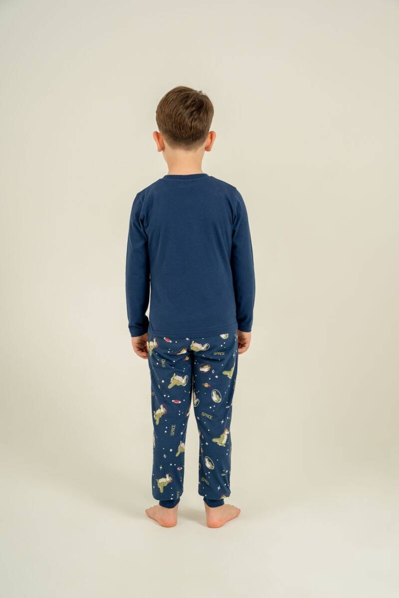 Rolypoly Erkek Çocuk %100 Pamuk Space Explorer Lacivert Uzun Kol Pijama Takım RP3862-C-V1 - 4