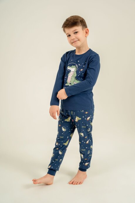 Rolypoly Erkek Çocuk %100 Pamuk Space Explorer Lacivert Uzun Kol Pijama Takım RP3862-C-V1 - 6