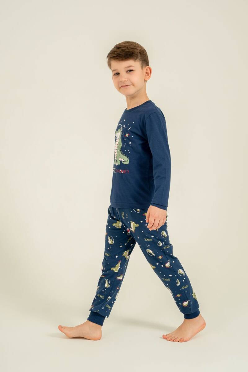 Rolypoly Erkek Çocuk %100 Pamuk Space Explorer Lacivert Uzun Kol Pijama Takım RP3862-C-V1 - 8