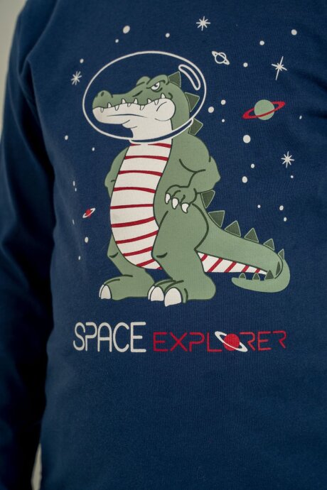 Rolypoly Erkek Çocuk %100 Pamuk Space Explorer Lacivert Uzun Kol Pijama Takım RP3862-C-V1 - 3