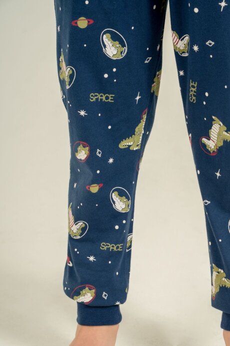 Rolypoly Erkek Çocuk %100 Pamuk Space Explorer Lacivert Uzun Kol Pijama Takım RP3862-C-V1 - 5