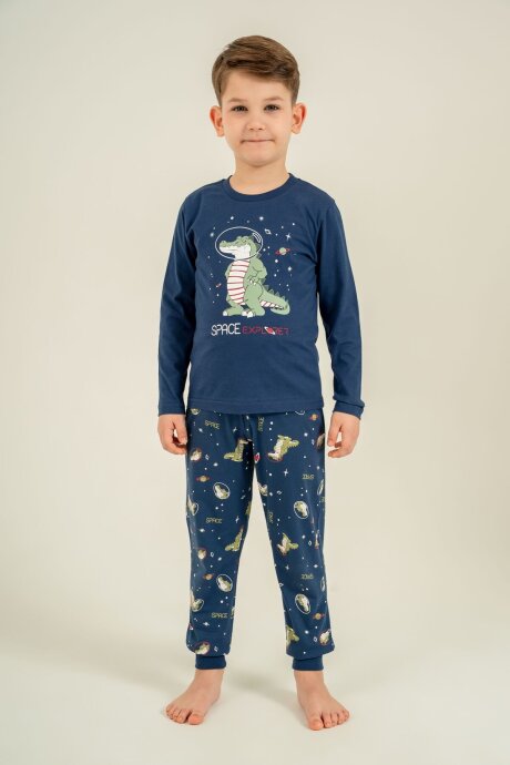 Rolypoly Erkek Çocuk %100 Pamuk Space Explorer Lacivert Uzun Kol Pijama Takım RP3862-C-V1 - 7