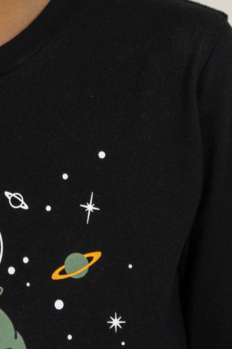 Rolypoly Erkek Çocuk %100 Pamuk Space Explorer Siyah Uzun Kol Pijama Takım RP3862-C-V2 - 6