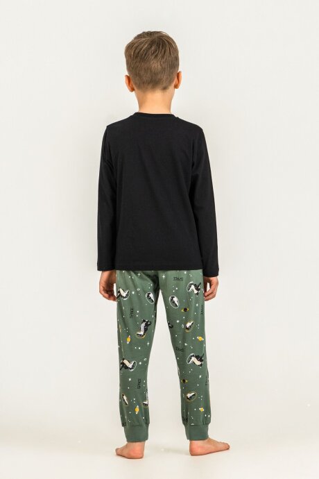 Rolypoly Erkek Çocuk %100 Pamuk Space Explorer Siyah Uzun Kol Pijama Takım RP3862-C-V2 - 4