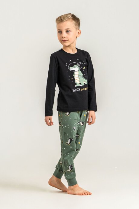 Rolypoly Erkek Çocuk Space Explorer Siyah Uzun Kol Pijama Takım RP3862-C-V2 (1)