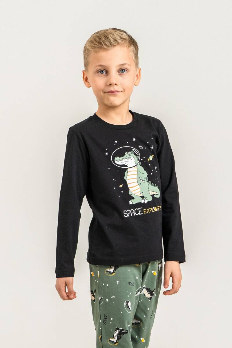 Rolypoly Erkek Çocuk %100 Pamuk Space Explorer Siyah Uzun Kol Pijama Takım RP3862-C-V2 - 7
