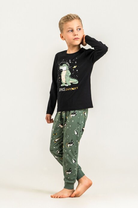Rolypoly Erkek Çocuk Space Explorer Siyah Uzun Kol Pijama Takım RP3862-C-V2
