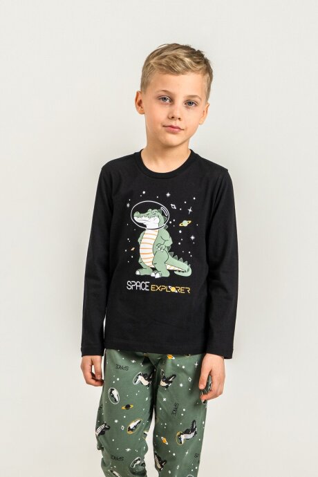 Rolypoly Erkek Çocuk %100 Pamuk Space Explorer Siyah Uzun Kol Pijama Takım RP3862-C-V2 - 8