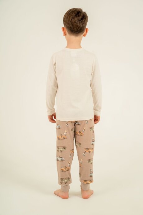 Rolypoly Erkek Çocuk %100 Pamuk Speedway Racing Club Beyazuzun Kol Beyaz Pijama Takım RP3875-C-V1 - 4