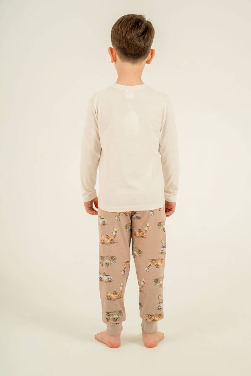 Rolypoly Erkek Çocuk %100 Pamuk Speedway Racing Club Beyazuzun Kol Beyaz Pijama Takım RP3875-C-V1 - 4
