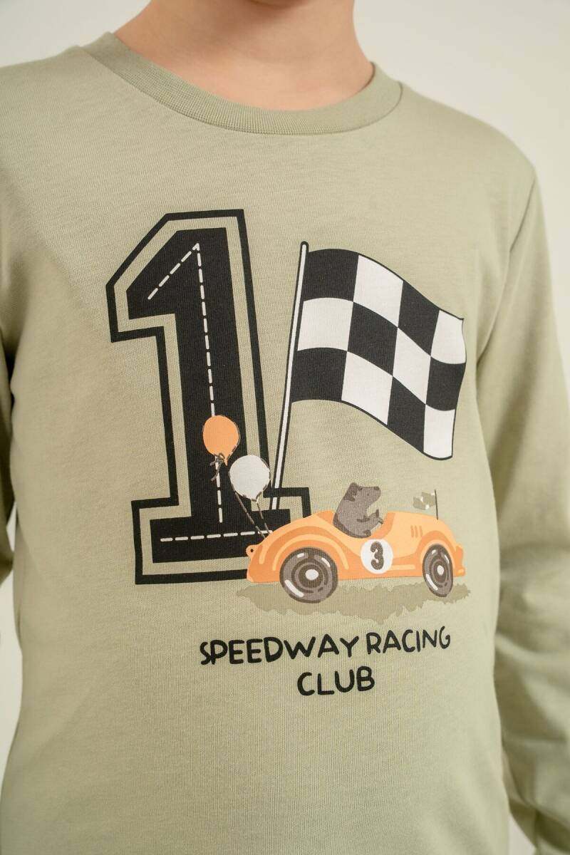 Rolypoly Erkek Çocuk %100 Pamuk Speedway Racing Club Yeşil Uzun Kol Pijama Takım RP3875-C-V2 - 3