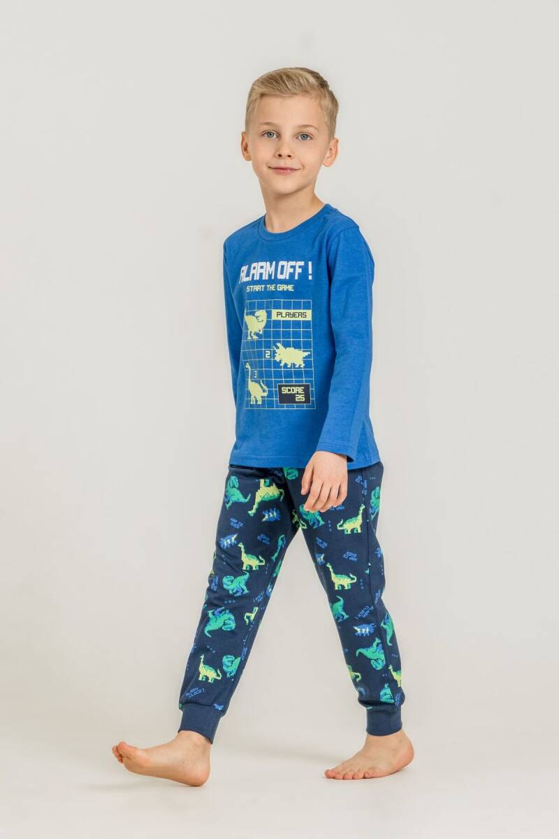 Rolypoly Erkek Çocuk %100 Pamuk Start The Game Mavi Uzun Kol Pijama Takım RP3860-C-V1 - 1