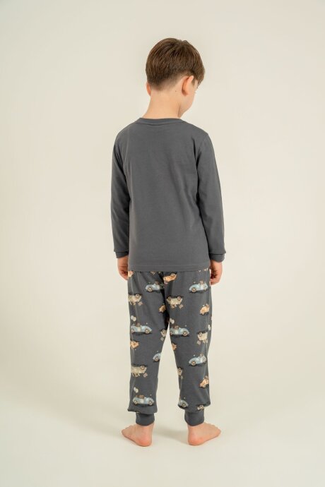 Rolypoly Erkek Çocuk %100 Pamuk The Best One Gri Uzun Kol Pijama Takım RP3874-C-V2 - 3