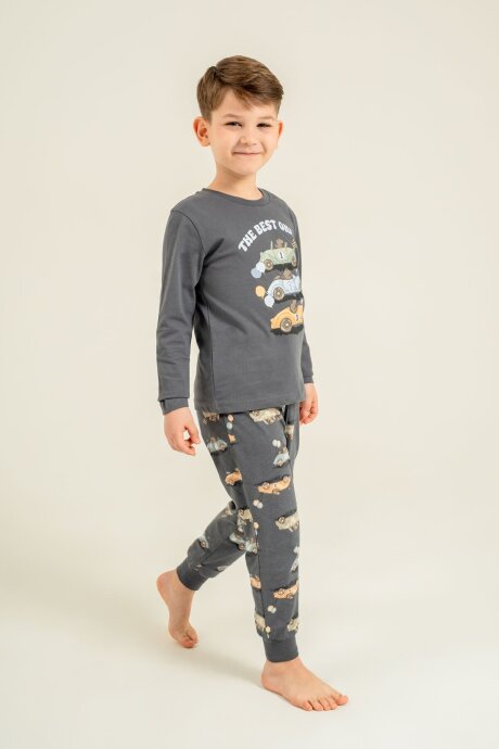 Rolypoly Erkek Çocuk %100 Pamuk The Best One Gri Uzun Kol Pijama Takım RP3874-C-V2 (1)